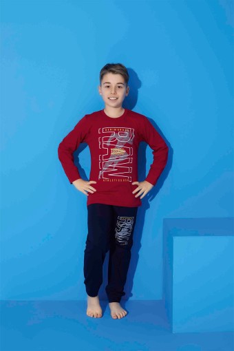 PIJAMAX - Pijamax Erkek Çocuk Pijama Takımı Uzun Kollu Baskılı Raw - Kırmızı (1)
