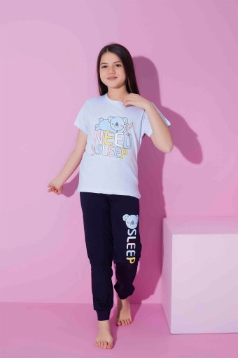 PIJAMAX - Pijamax Kız Çocuk Pijama Takımı Kısa Kollu Koala Baskılı - Açık Mavi (1)