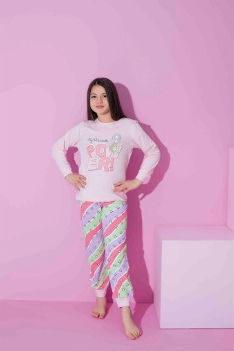 PIJAMAX - Pijamax Kız Çocuk Pijama Takımı Uzun Kollu Deniz Kızı Baskılı - Pembe (1)