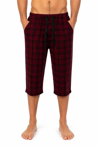 PİJAMAN - Pijamoni Erkek Tek Alt Kapri Cepli - Bordo