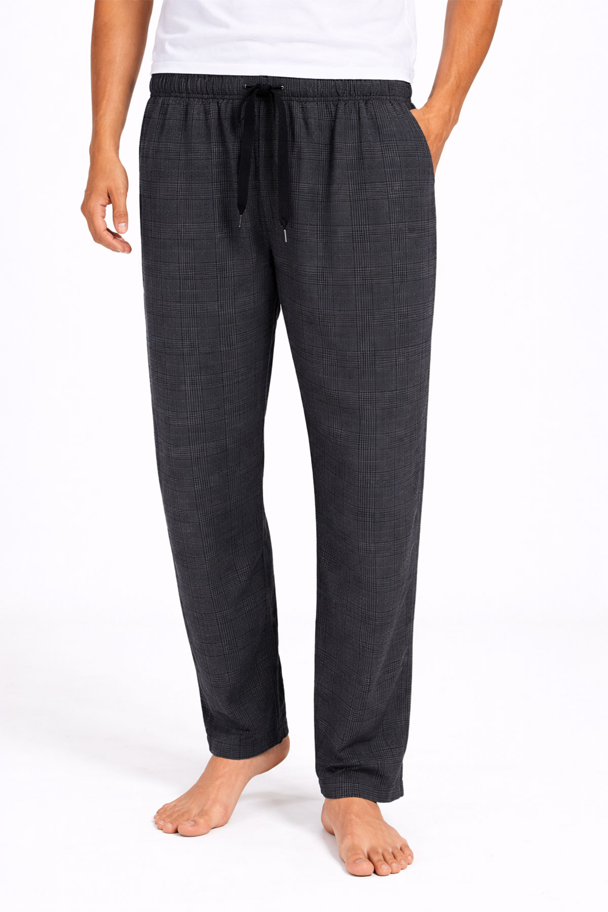 Pijamoni Erkek Tek Alt Pijama Baskılı Penye - Antrasit - Thumbnail