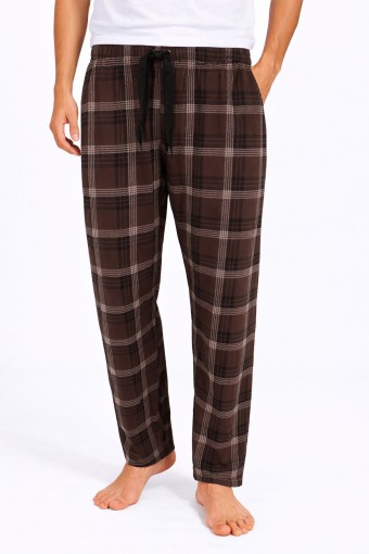 PİJAMAN - Pijamoni Erkek Tek Alt Pijama Baskılı Penye - Kahverengi