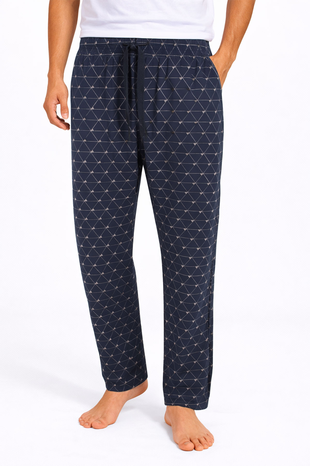 Pijamoni Erkek Tek Alt Pijama Baskılı Penye - Lacivert/3 - Thumbnail