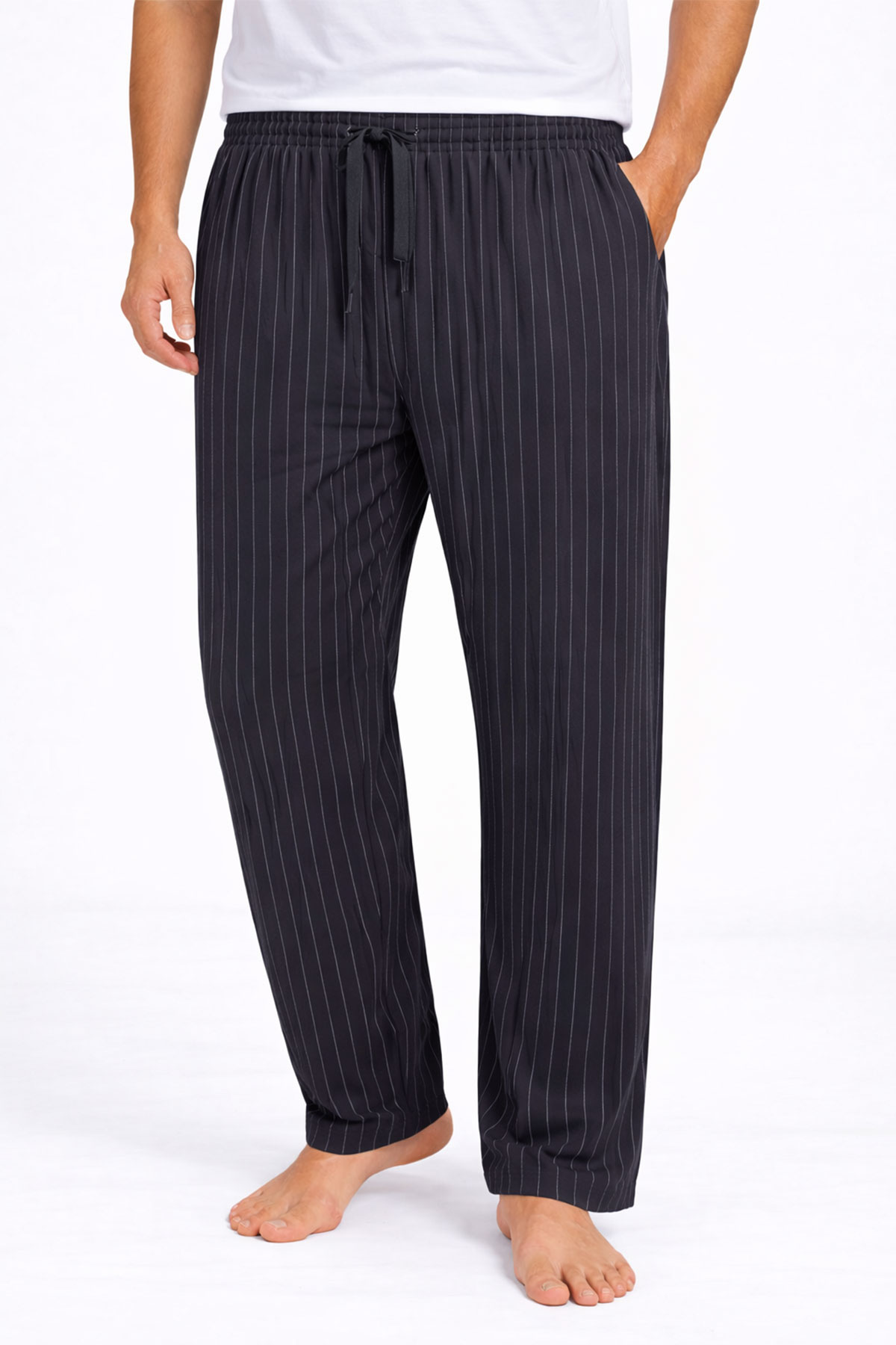 Pijamoni Erkek Tek Alt Pijama Büyük Beden Baskılı Penye - Füme - Thumbnail