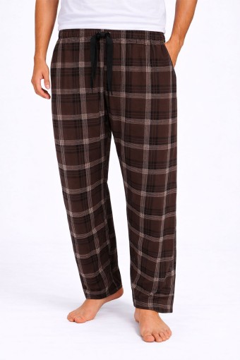 PİJAMAN - Pijamoni Erkek Tek Alt Pijama Büyük Beden Baskılı Penye - Kahverengi