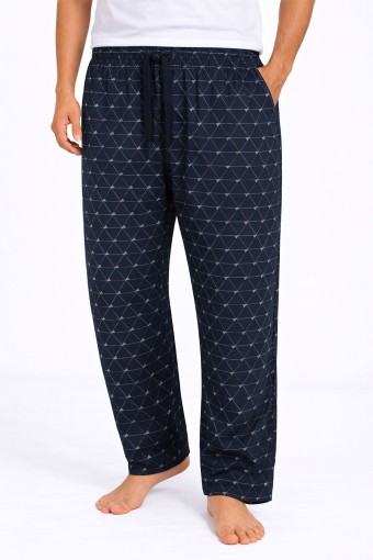 PİJAMAN - Pijamoni Erkek Tek Alt Pijama Büyük Beden Baskılı Penye - Lacivert