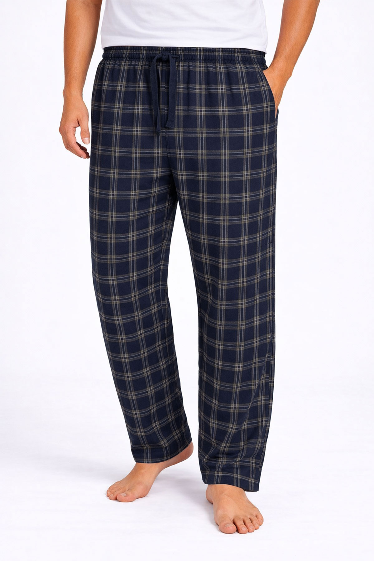 Pijamoni Erkek Tek Alt Pijama Büyük Beden Baskılı Penye - Lacivert/4 - Thumbnail