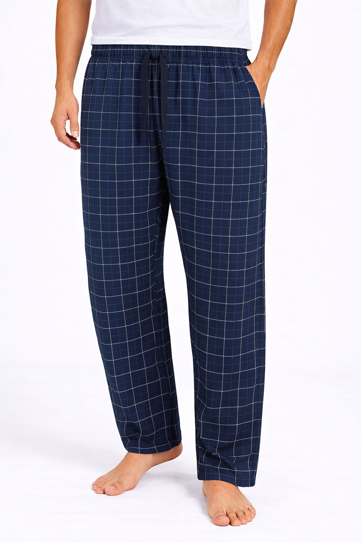 Pijamoni Erkek Tek Alt Pijama Büyük Beden Baskılı Penye - Lacivert/5 - Thumbnail