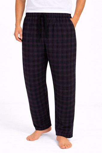 PİJAMAN - Pijamoni Erkek Tek Alt Pijama Büyük Beden Baskılı Penye - Mürdüm