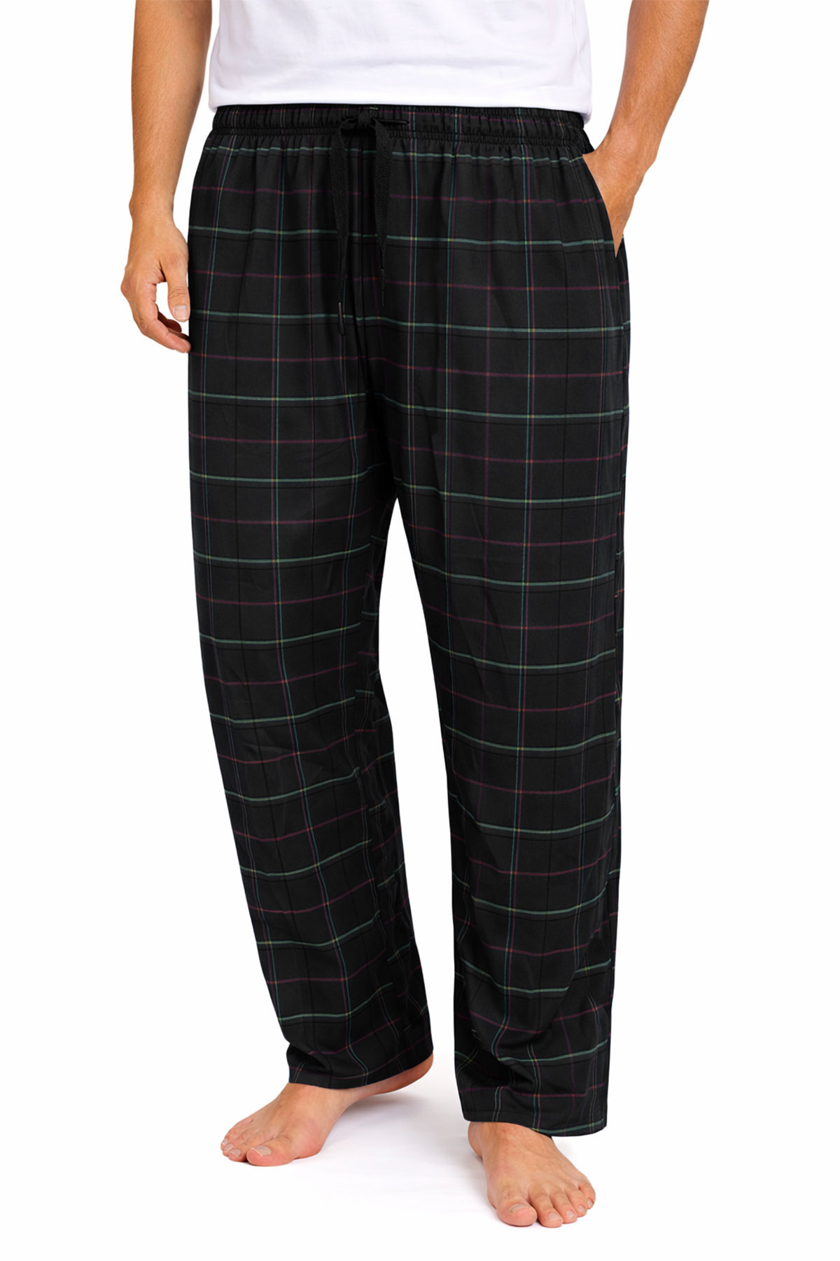 Pijamoni Erkek Tek Alt Pijama Büyük Beden Baskılı Penye - Siyah - Thumbnail