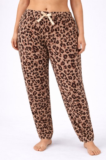 PİJAMONİ - Pijamoni Kadın Pijama Desenli Büyük Beden Milan - Kahverengi