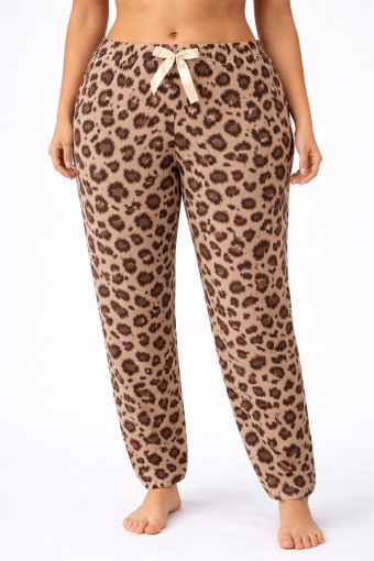 PİJAMONİ - Pijamoni Kadın Pijama Desenli Büyük Beden Milan - KAHVERENGİ/1