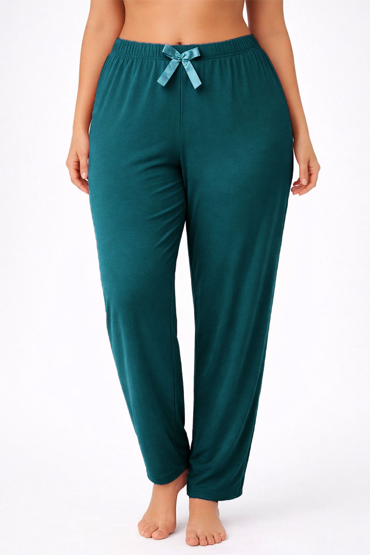 Pijamoni Kadın Pijama Desenli Büyük Beden Milan - Petrol Yeşili/1 - Thumbnail