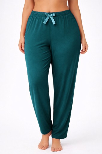 PİJAMONİ - Pijamoni Kadın Pijama Desenli Büyük Beden Milan - Petrol Yeşili/1