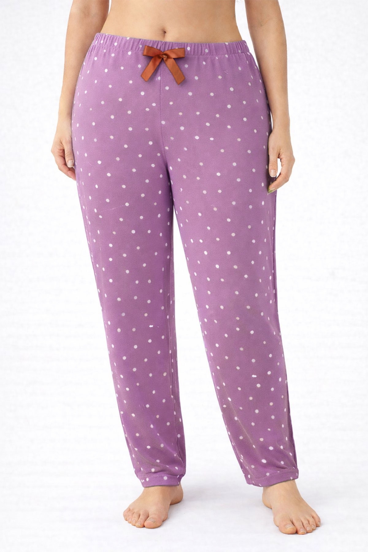 Pijamoni Kadın Pijama Desenli Büyük Beden Milan - Pudra Pembe/1 - Thumbnail