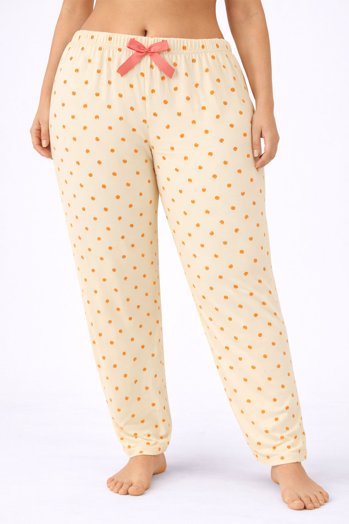 Pijamoni Kadın Pijama Desenli Büyük Beden Milan - Sarı - Thumbnail