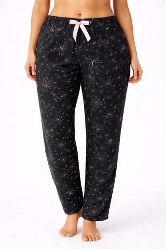 PİJAMONİ - Pijamoni Kadın Pijama Desenli Büyük Beden Milan - Siyah/3