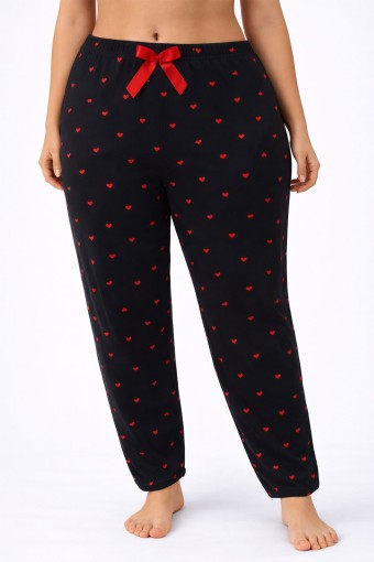 PİJAMONİ - Pijamoni Kadın Pijama Desenli Büyük Beden Milan - Siyah/4