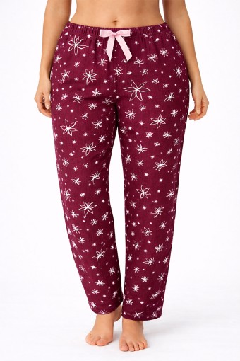 PİJAMONİ - Pijamoni Kadın Pijama Desenli Büyük Beden Milan - Vişne