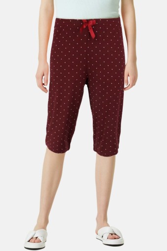 PİJAMONİ - Pijamoni Kadın Tek Alt Kapri Milan - Bordo