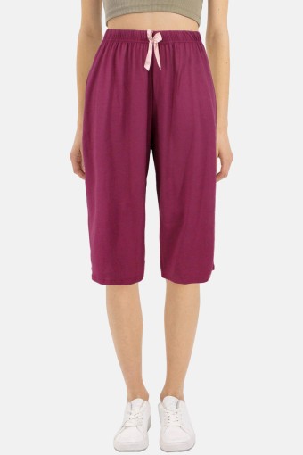 PİJAMONİ - Pijamoni Kadın Tek Alt Kapri Milan - Koyu Gül Kurusu