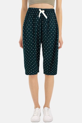 PİJAMONİ - Pijamoni Kadın Tek Alt Kapri Milan - Koyu Yeşil