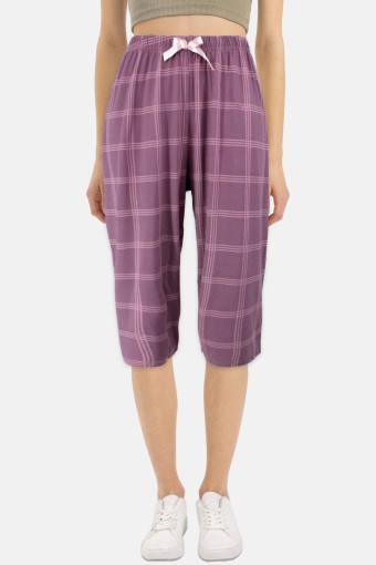 PİJAMONİ - Pijamoni Kadın Tek Alt Kapri Milan - Lila
