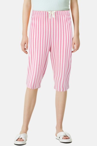 PİJAMONİ - Pijamoni Kadın Tek Alt Kapri Milan - Pembe/Beyaz
