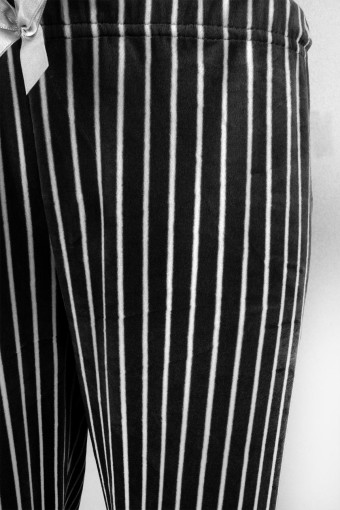 PİJAMONİ - Pijamoni Kadın Tek Alt Pijama Baskılı Kadife - Siyah (1)