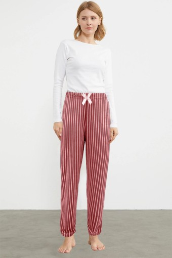 PİJAMONİ - Pijamoni Kadın Tek Alt Pijama Büyük Beden Baskılı Kadife - Siyah/2