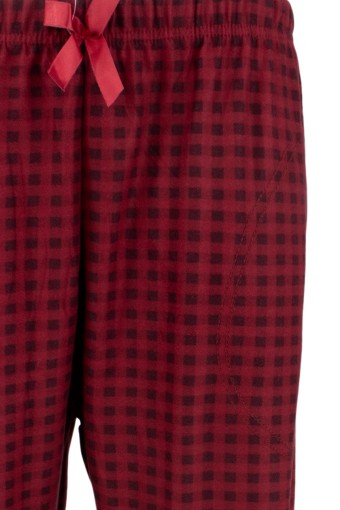 PİJAMONİ - Pijamoni Kadın Tek Alt Pijama Cepli Desenli Süet Büyük Beden - Bordo/1 (1)