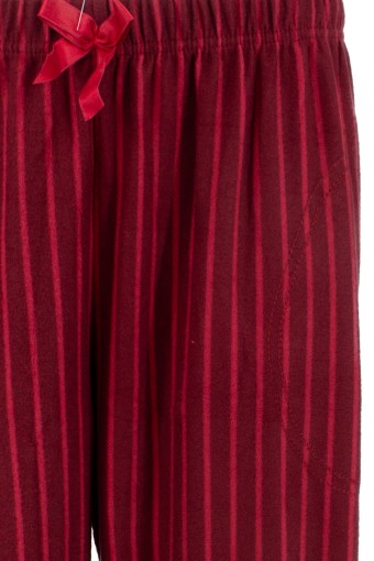 PİJAMONİ - Pijamoni Kadın Tek Alt Pijama Cepli Desenli Süet Büyük Beden - Bordo/2 (1)