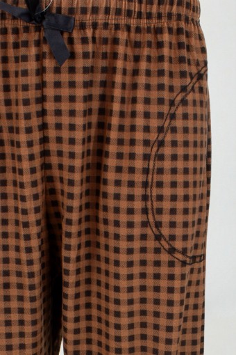 PİJAMONİ - Pijamoni Kadın Tek Alt Pijama Cepli Desenli Süet Büyük Beden - KAHVERENGİ/1 (1)