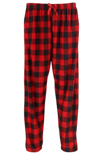 PİJAMONİ - Pijamoni Kadın Tek Alt Pijama Cepli Desenli Süet Büyük Beden - Kırmızı/1