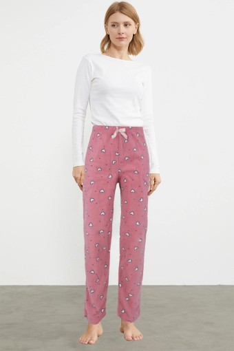 PİJAMONİ - Pijamoni Kadın Tek Alt Pijama Cepli İnci Polar - Kırmızı (1)