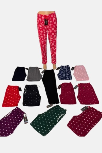 PİJAMONİ - Pijamoni Kadın Tek Alt Pijama Cepli Polar - Bordo