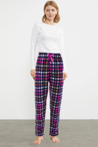 PİJAMONİ - Pijamoni Kadın Tek Alt Pijama Cepli Polar - Çok Renkli/1