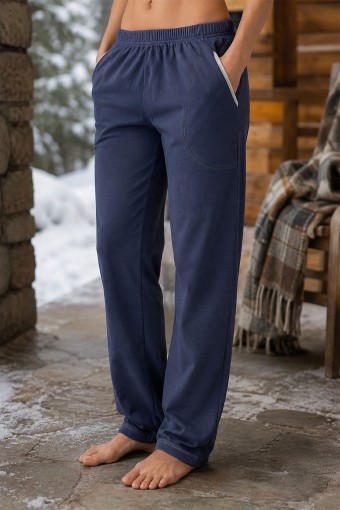 PİJAMONİ - Pijamoni Kadın Tek Alt Pijama Cepli Polar - Füme