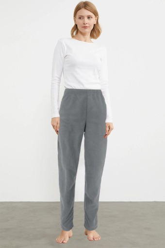 PİJAMONİ - Pijamoni Kadın Tek Alt Pijama Cepli Polar - GRİ/7
