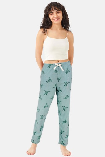 PİJAMONİ - Pijamoni Kadın Tek Alt Pijama Cepli Polar - Mint Yeşili