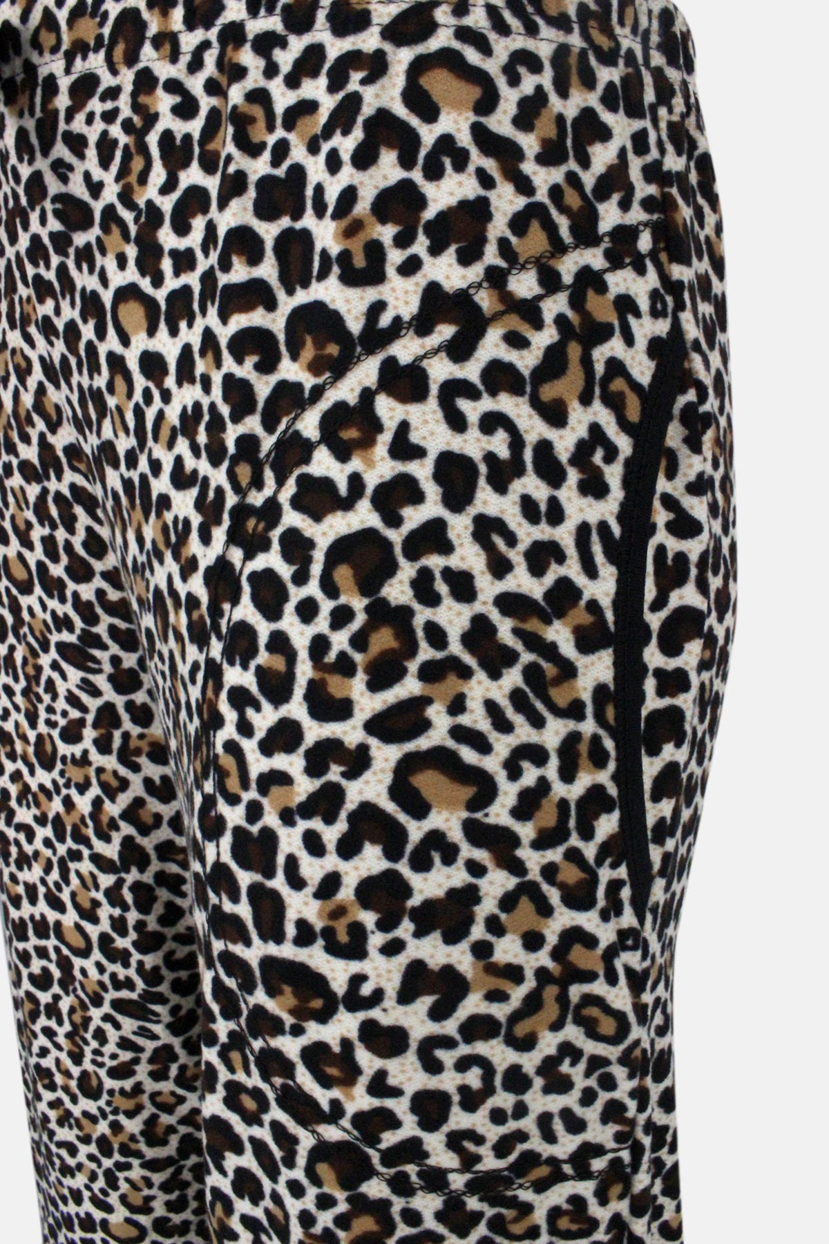 Pijamoni Kadın Tek Alt Pijama Desenli Süet - Leopar - Thumbnail