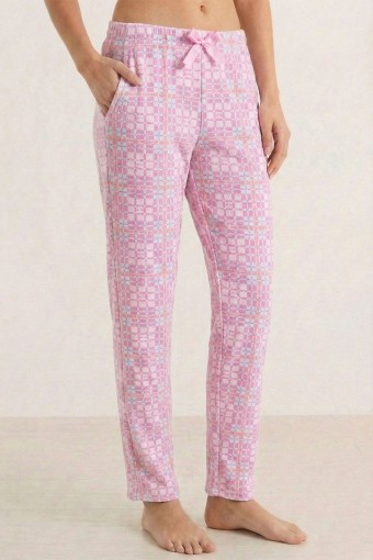 PİJAMONİ - Pijamoni Kadın Tek Alt Pijama Desenli Süet - Pembe (1)