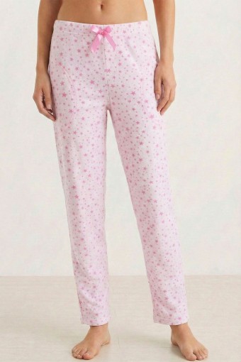 PİJAMONİ - Pijamoni Kadın Tek Alt Pijama Desenli Süet - Pembe/2