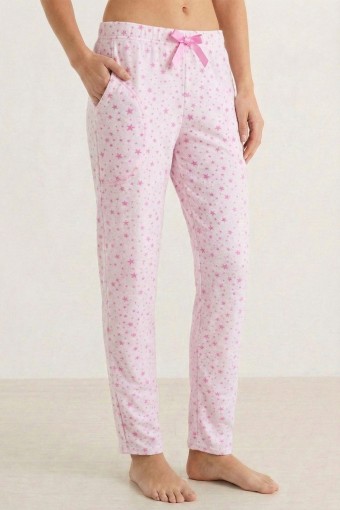 PİJAMONİ - Pijamoni Kadın Tek Alt Pijama Desenli Süet - Pembe/2 (1)