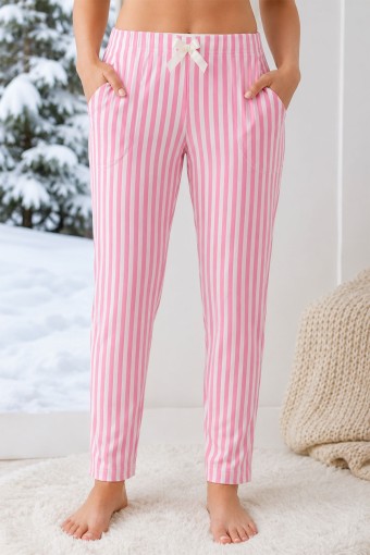 PİJAMONİ - Pijamoni Kadın Tek Alt Pijama Desenli Süet - Pembe/2