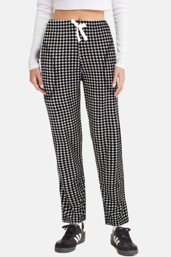 PİJAMONİ - Pijamoni Kadın Tek Alt Pijama Desenli Süet - Siyah/1