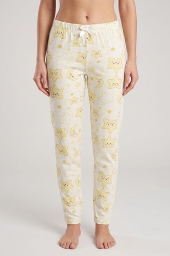 PİJAMONİ - Pijamoni Kadın Tek Alt Pijama Likralı Süprem - Krem/1