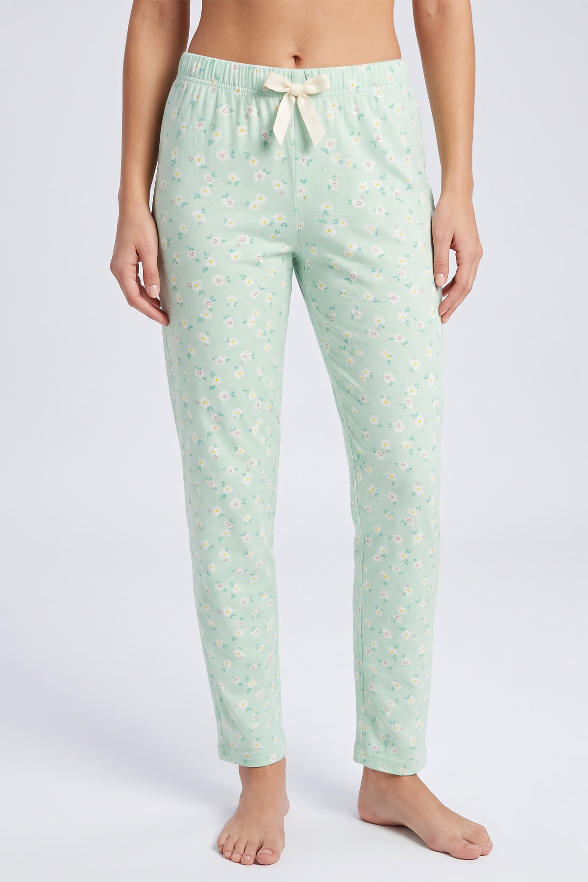 Pijamoni Kadın Tek Alt Pijama Likralı Süprem - Mint Yeşili - Thumbnail