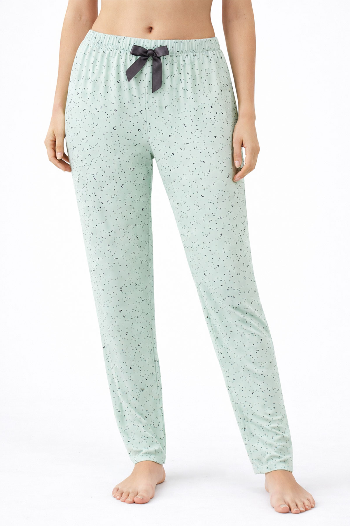 Pijamoni Kadın Tek Alt Pijama Milan Viskon Kumaş - Açık Yeşil - Thumbnail