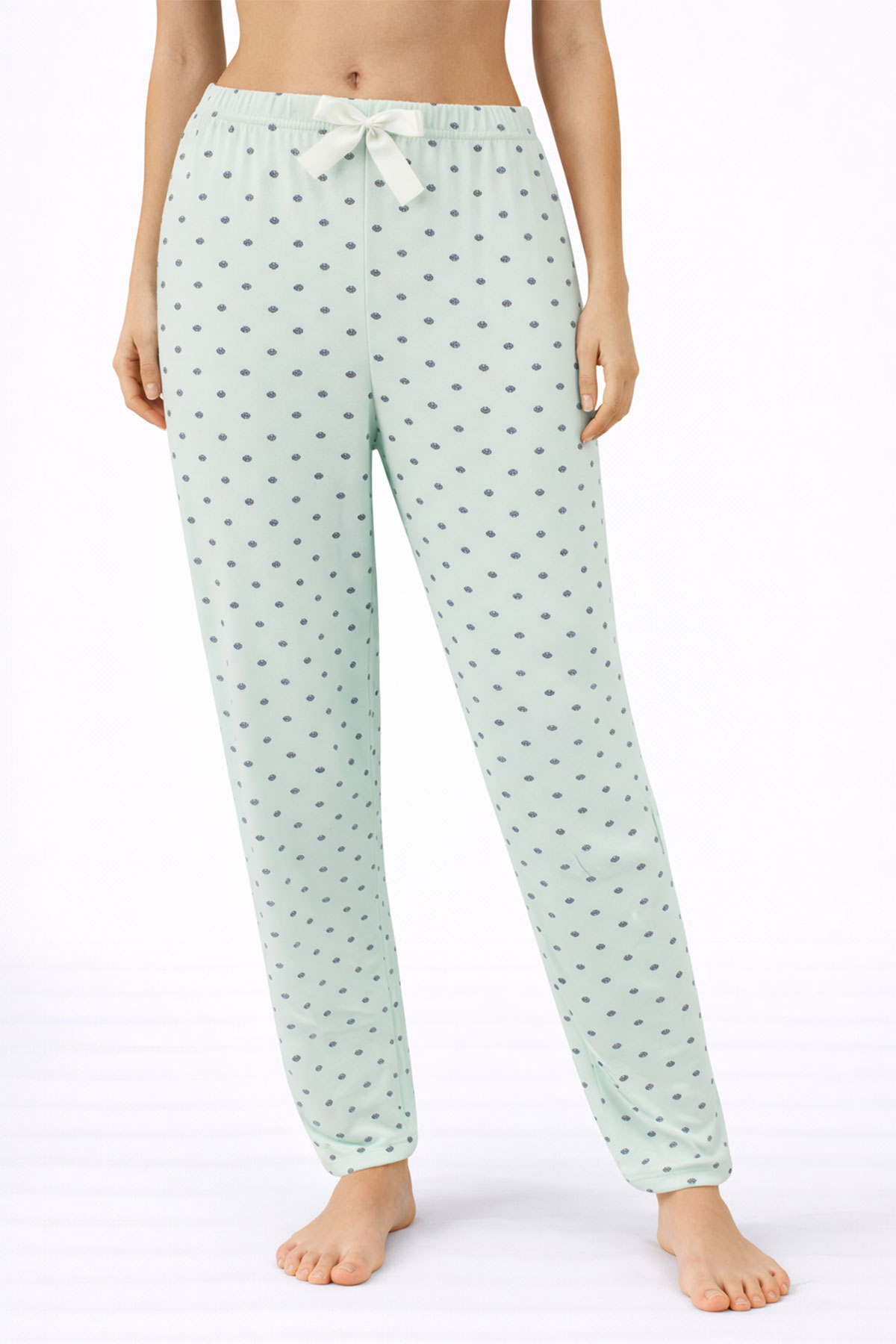 Pijamoni Kadın Tek Alt Pijama Milan Viskon Kumaş - Açık Yeşil/1 - Thumbnail